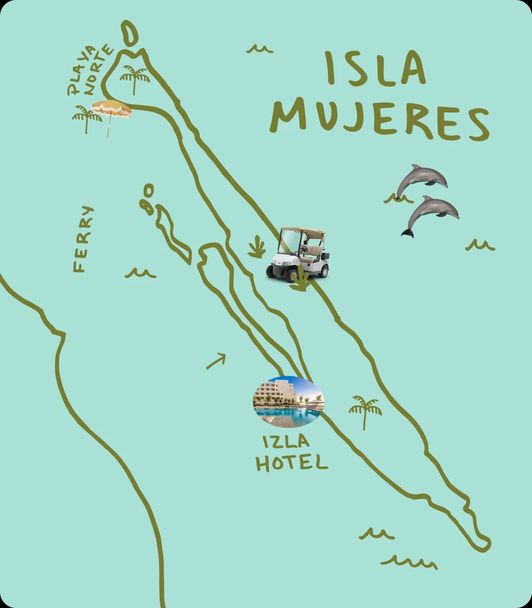 Map drawing of Isla Mujeres